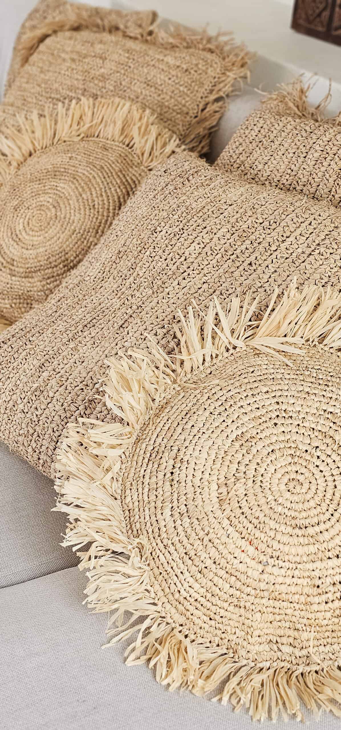 CUSHION RAFFIA ROUND