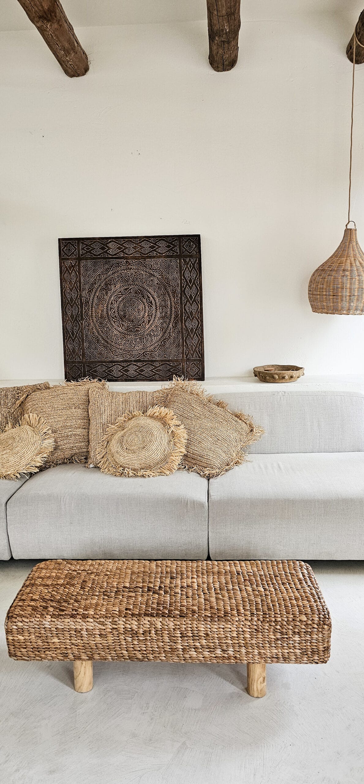 CUSHION RAFFIA ROUND