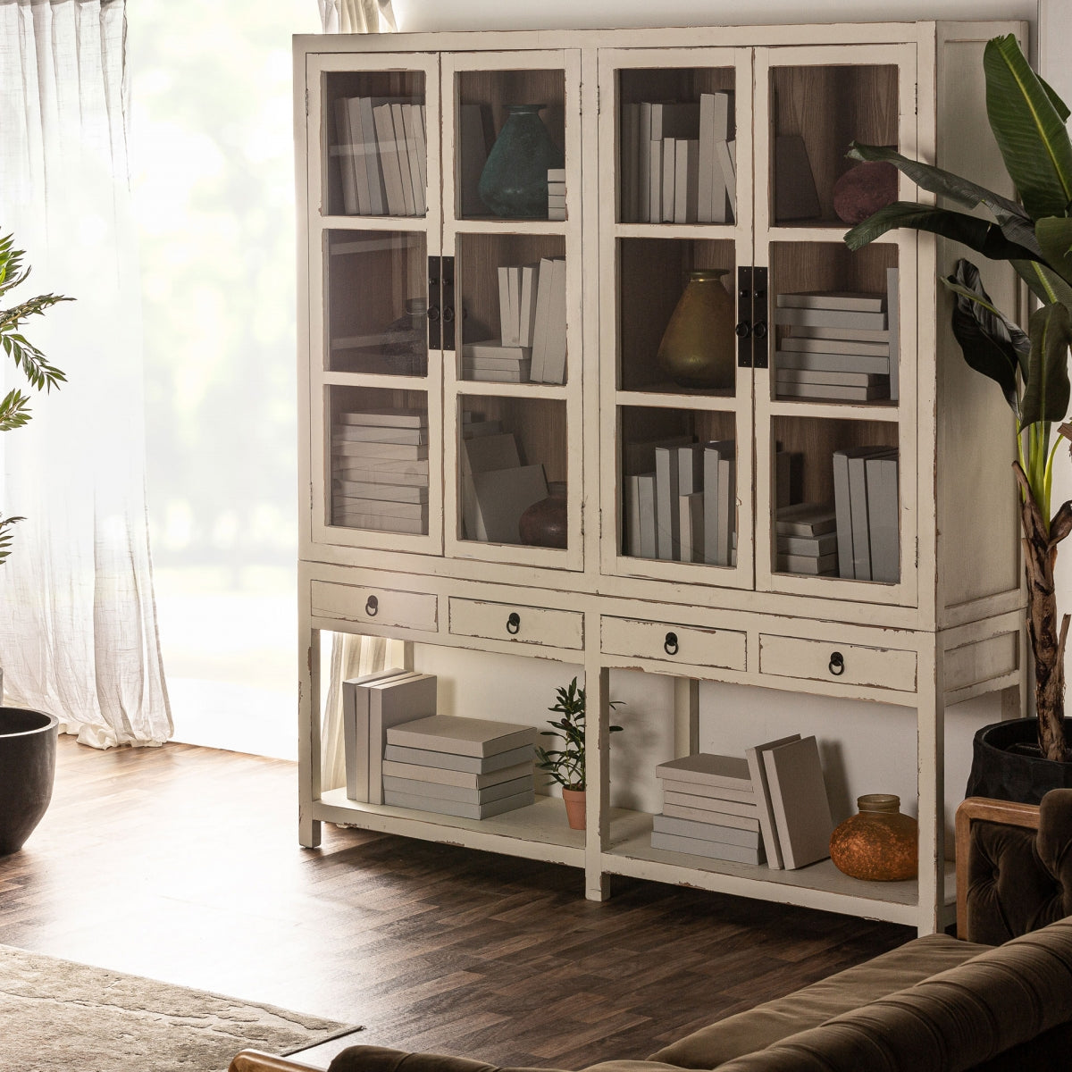 MAWGAN OFF WHITE GLASS CABINET