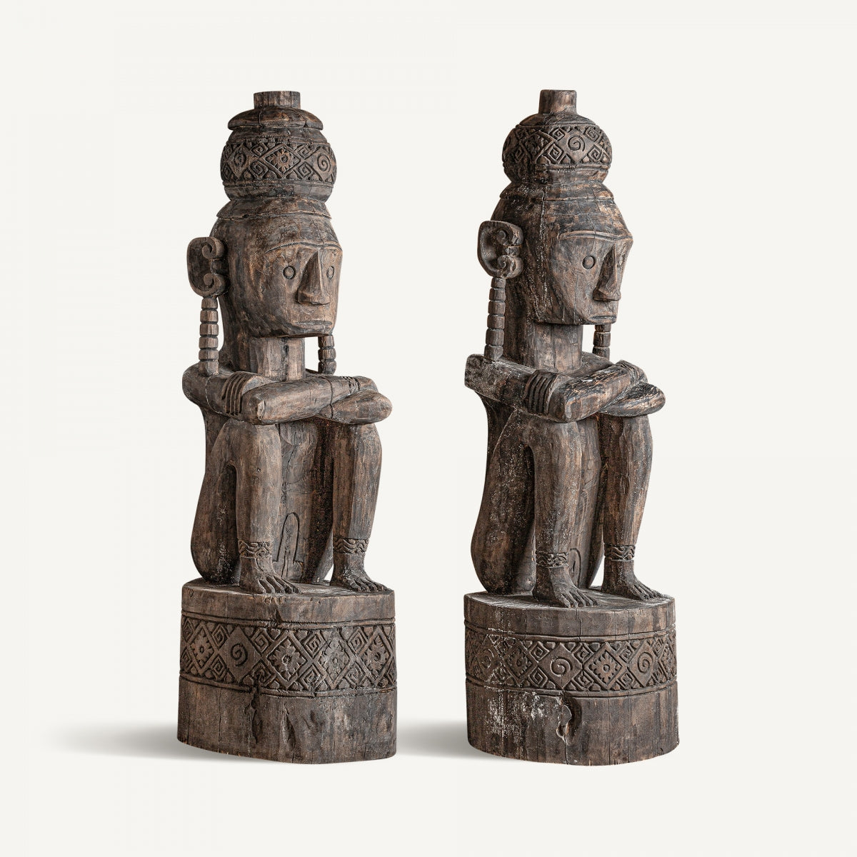 ANTIQUE FLOOR SCULPTURE (SET OF 2)