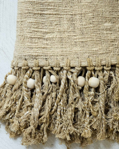 LINEN PLAID WITH BEADS