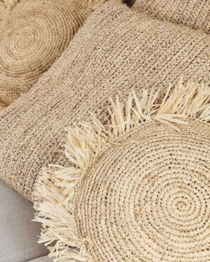 CUSHION RAFFIA ROUND