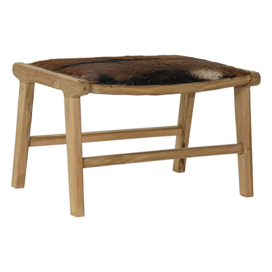 FOOT CHAIR TEAK/COW