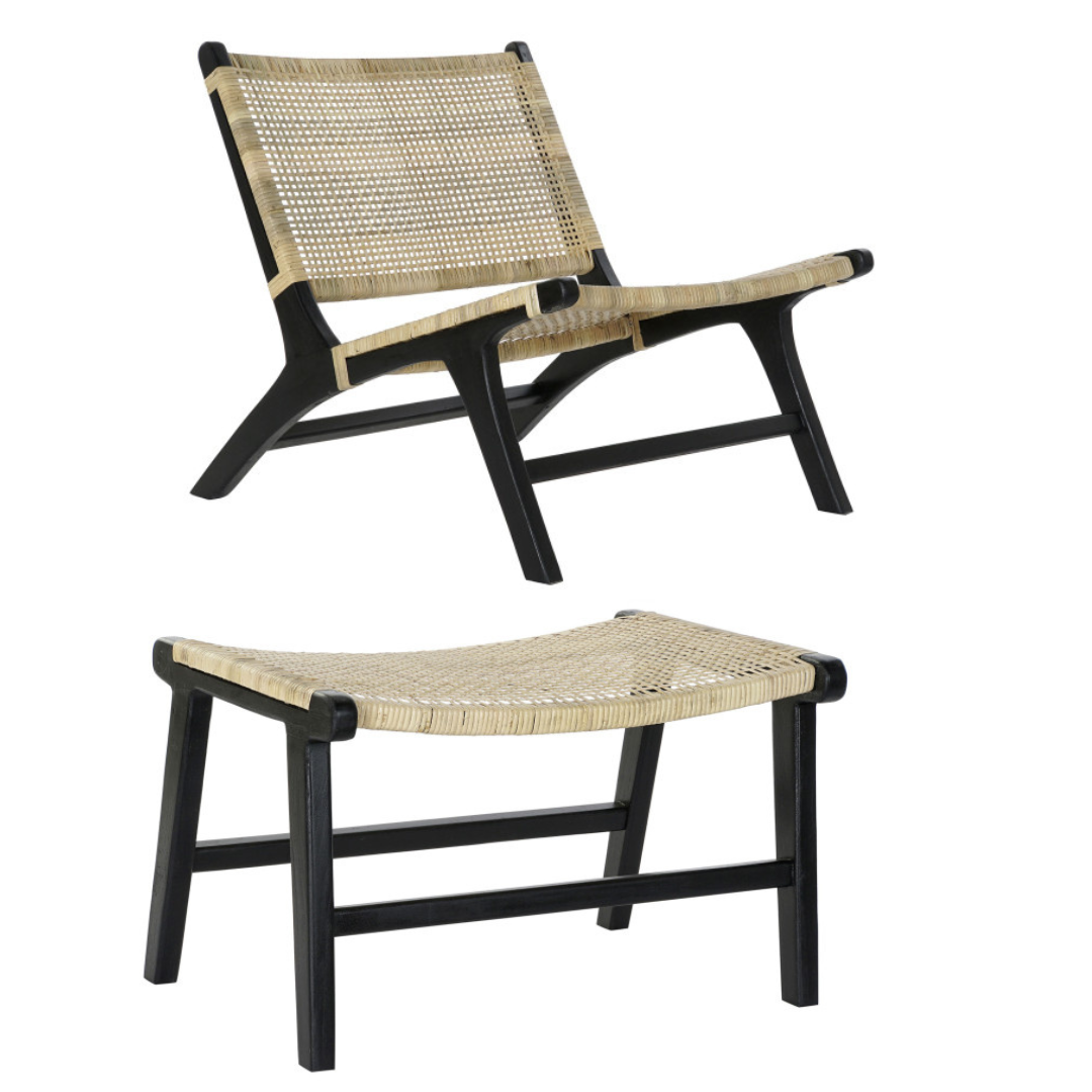 FOOT CHAIR RATTAN/BLACK