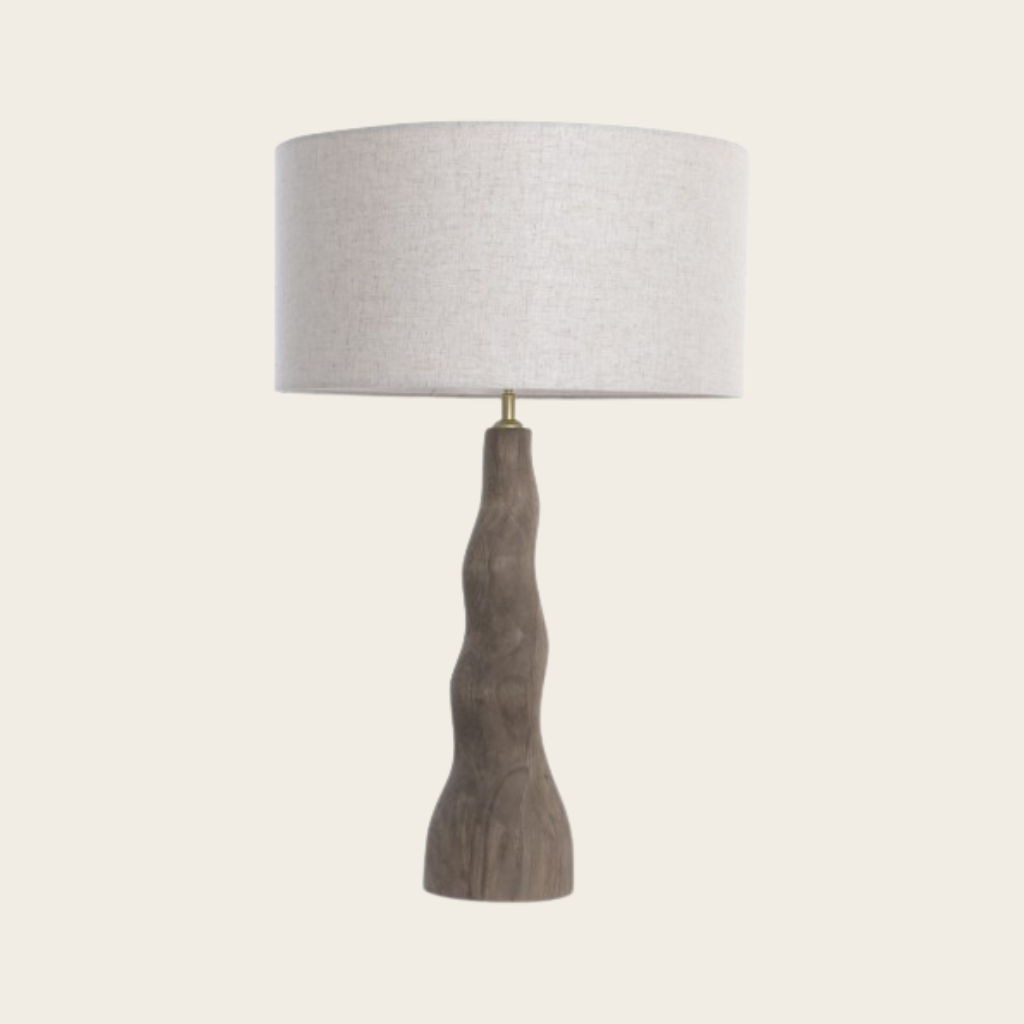 MANGO WOOD/LINEN TABLE LAMP