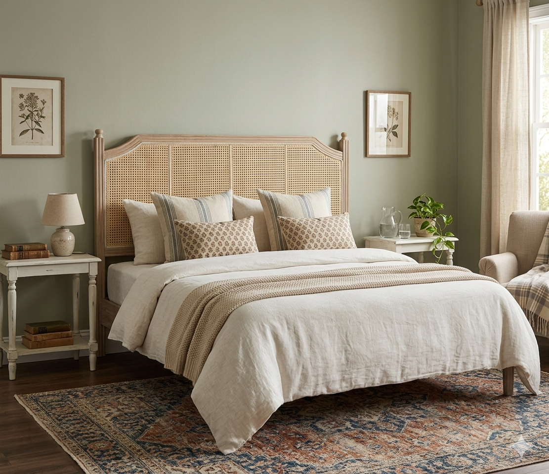 HEADBOARD FROM RATTAN AND WOOD 160 cm