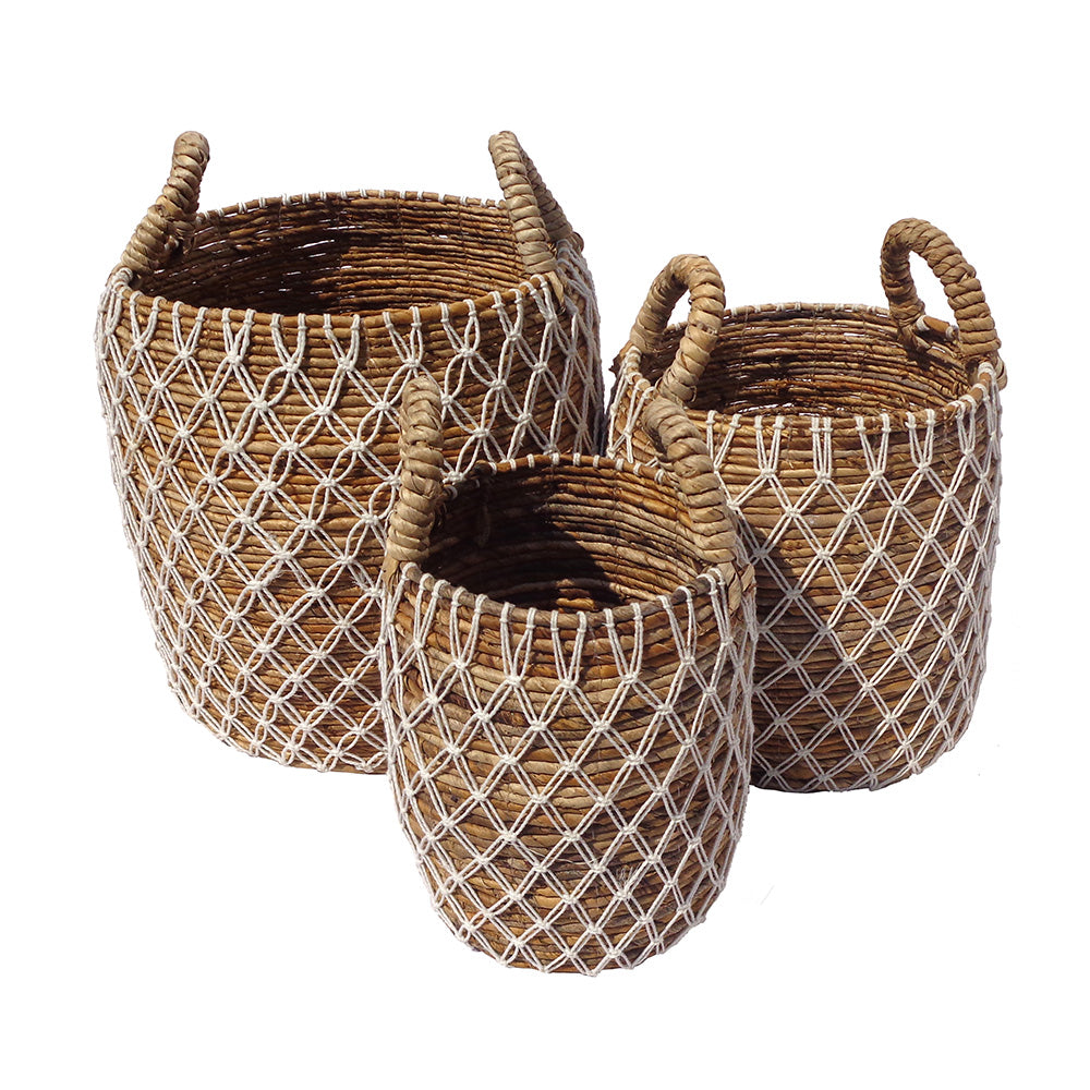 BANANA BASKET MACRAME SET*3