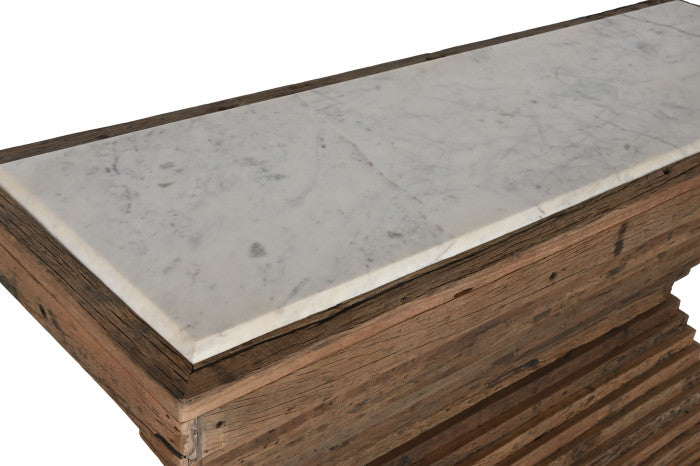 CONSOLE TABLE RECYCLED WOOD MARBLE