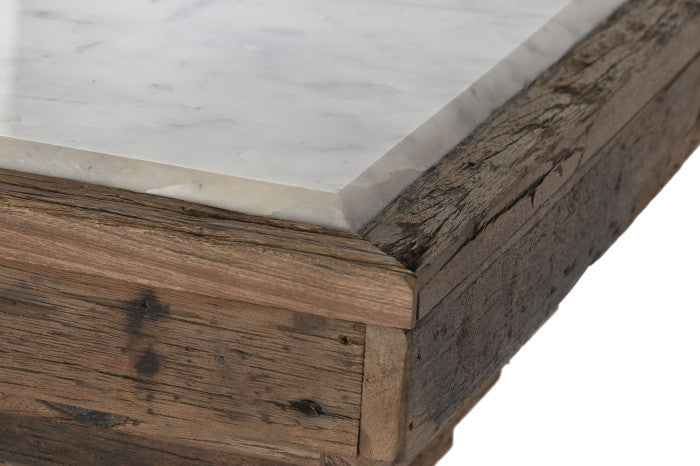 CONSOLE TABLE RECYCLED WOOD MARBLE