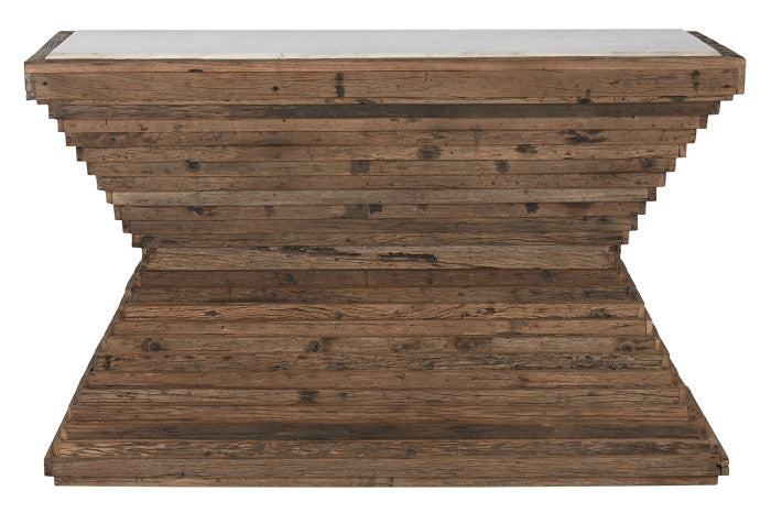 CONSOLE TABLE RECYCLED WOOD MARBLE