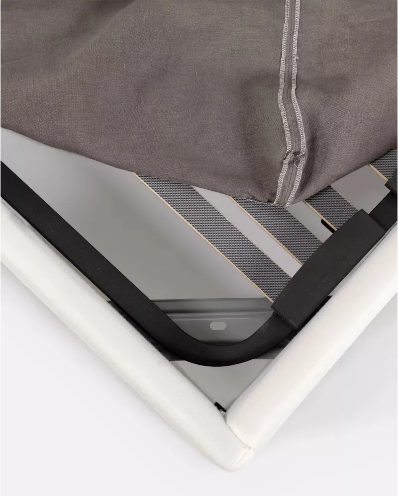 SINGLE LINEN BED IN TAUPE COLOR