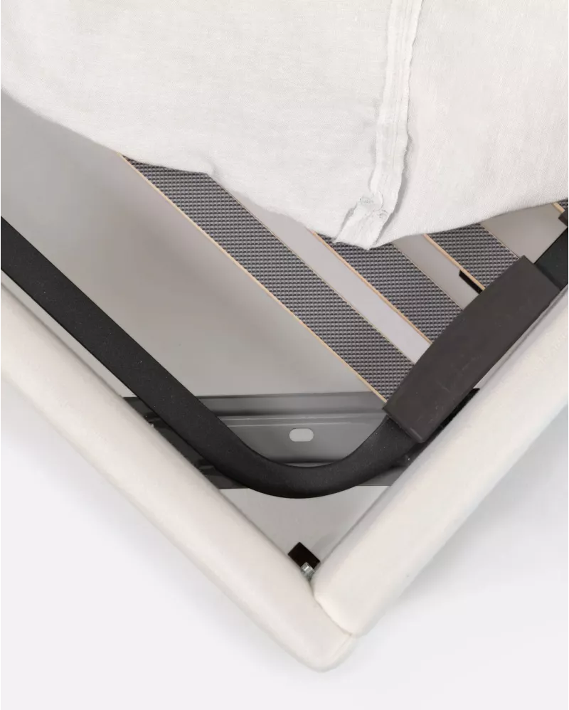 SINGLE LINEN BED IN WHITE