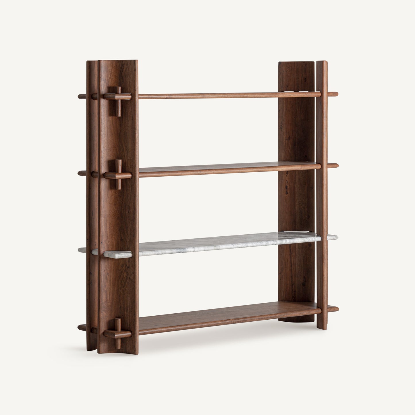 BOOKCASE WITH WOOD AND MARBLE