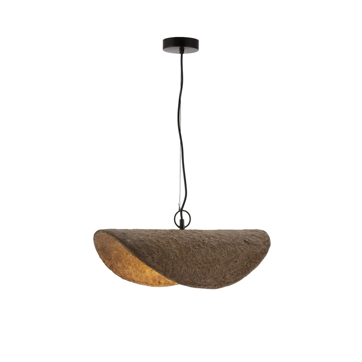 LAMP FROM PAPIER MASHE IN BROWN COLOR