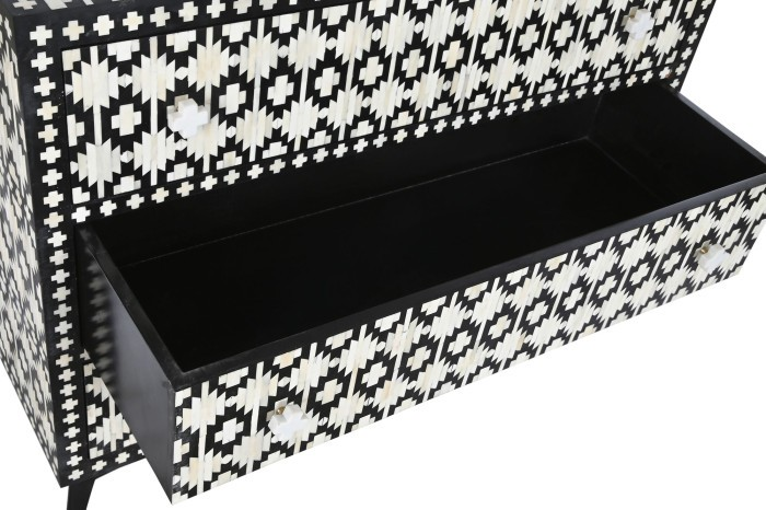 MONOCHROME MOSAIC BONE 3-DRAWER DRESSER