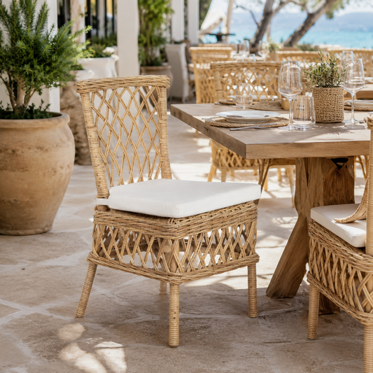 NATURAL RATTAN CHAIR WITH CUSHION