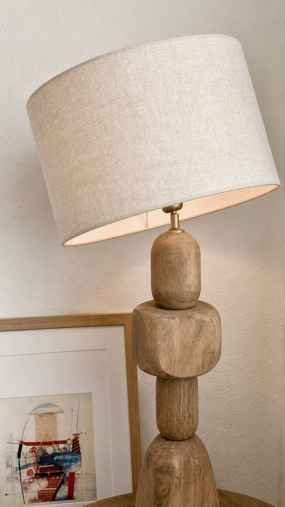 MANGO WOOD/LINEN TABLE LAMP NATURAL