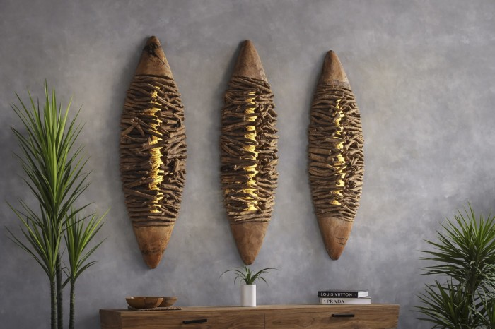 RECYCLE TEAK WOOD WALL LAMP