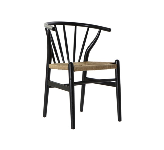 ELM WOOD&RATTAN CHAIR IN BLACK COLOR