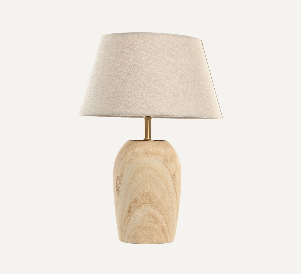 TABLE LAMP FROM BRASS AND TRAVERTINE