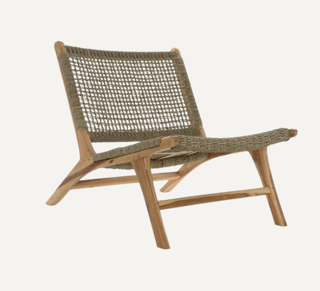 OUTDOOR ARMCHAIR FROM TEAK WOOD AND RATTAN