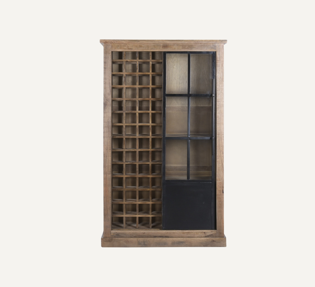 BOTTLE RACK FROM MANGO WOOD AND METAL