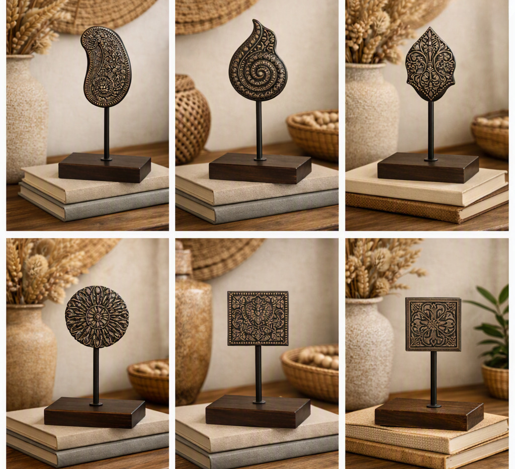 DECORATION FROM WOOD AND METAL SET OF 2