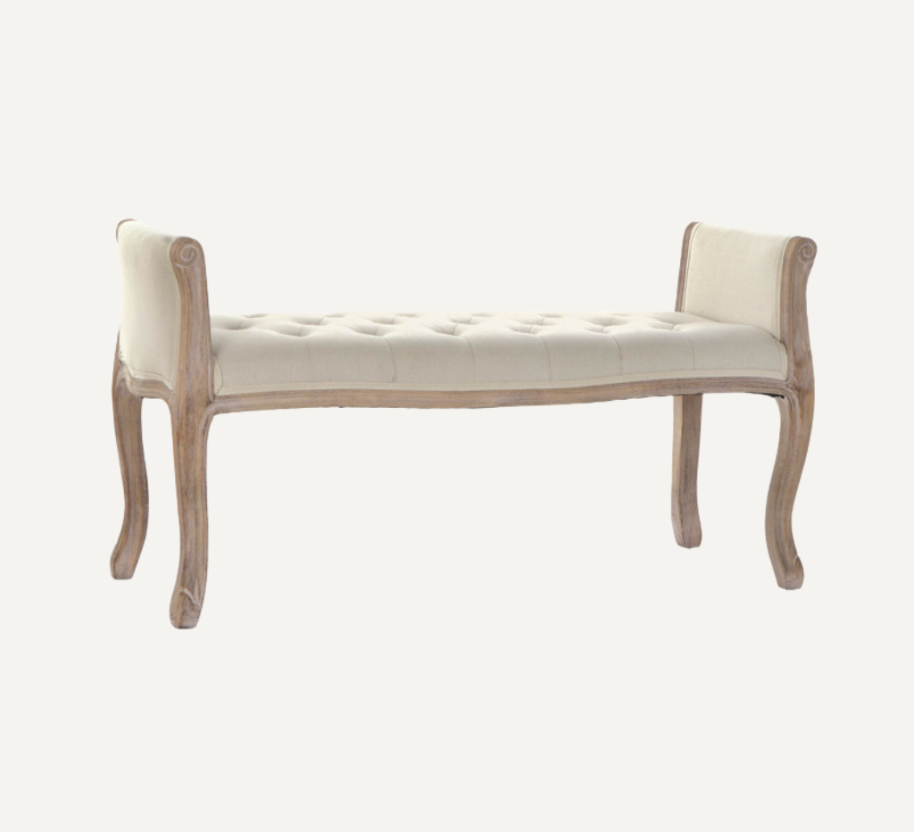 SHOE-REMOVING CHAIR LINEN FROM RUBBERWOOD 109cm