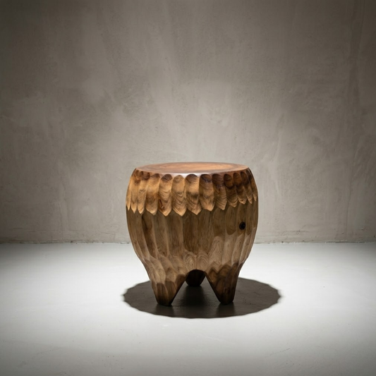 HANDCRAFT WOOD SIDE TABLE/STOOL