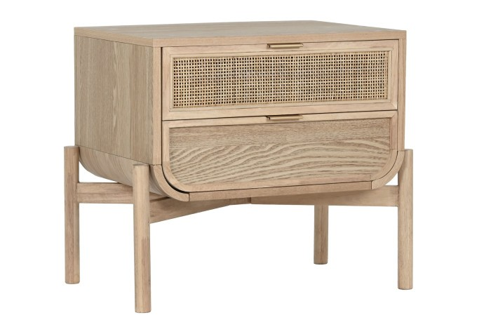 BEDSIDE TABLE FROM WOOD AND RATTAN