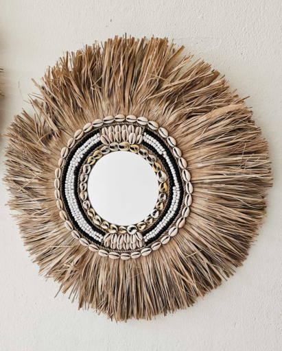 RAFFIA WALL MIRROR