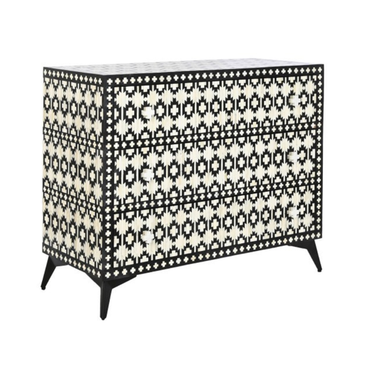 MONOCHROME MOSAIC BONE 3-DRAWER DRESSER