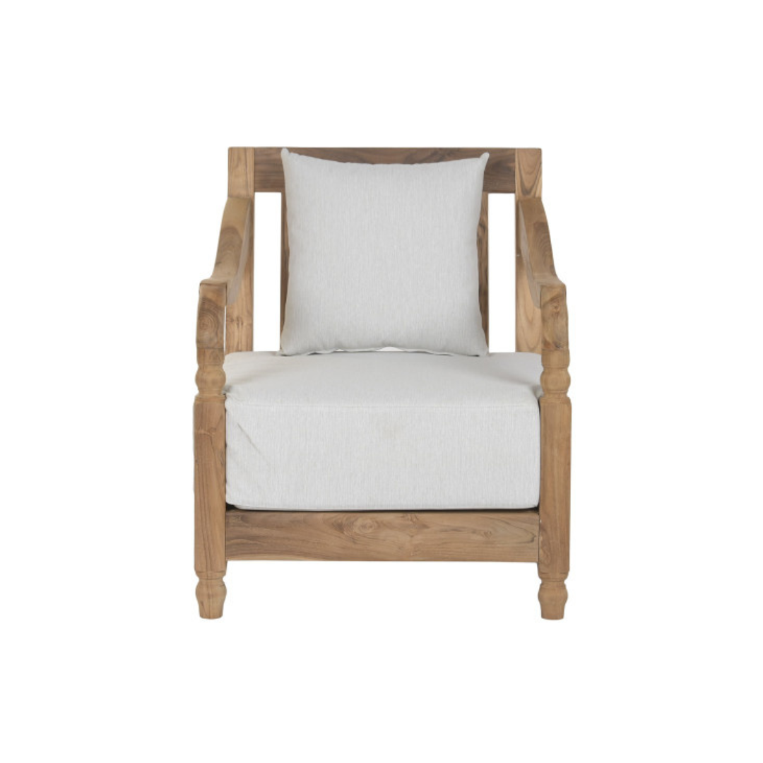 TEAK WOOD ARMCHAIR WITH CUSHION