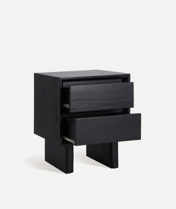 Нощно шкафче DEMMIN от черно дърво