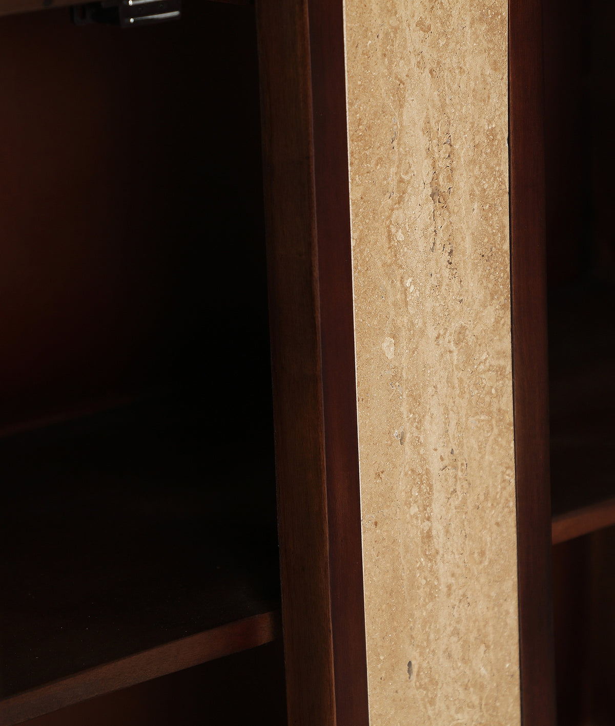 BRAINE TV STAND FROM MANGO WOOD AND TRAVERTINE