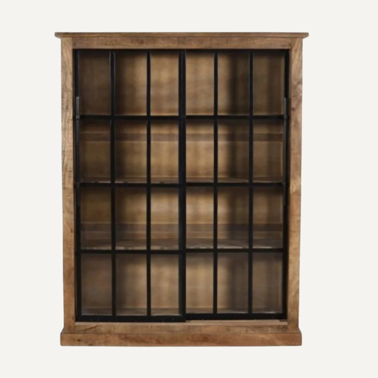 DISPLAY CABINET FROM MANGO WOOD AND METAL
