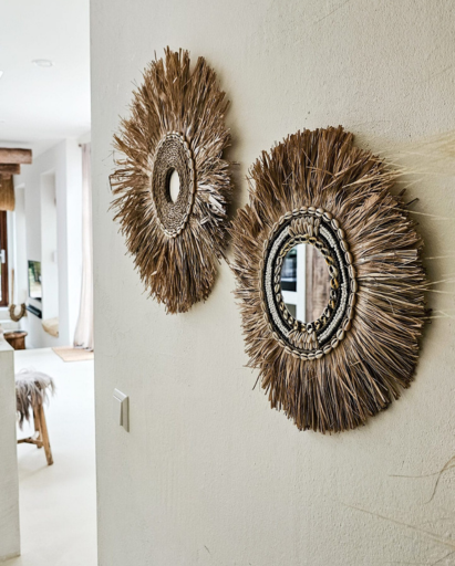 RAFFIA WALL MIRROR