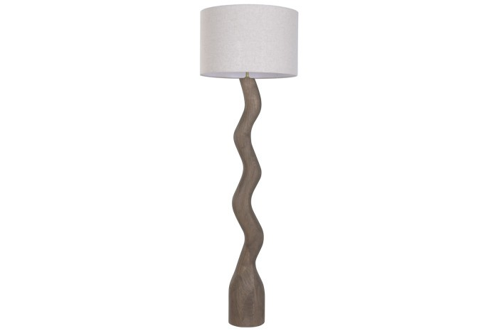 MANGO WOOD/LINEN FLOOR  LAMP