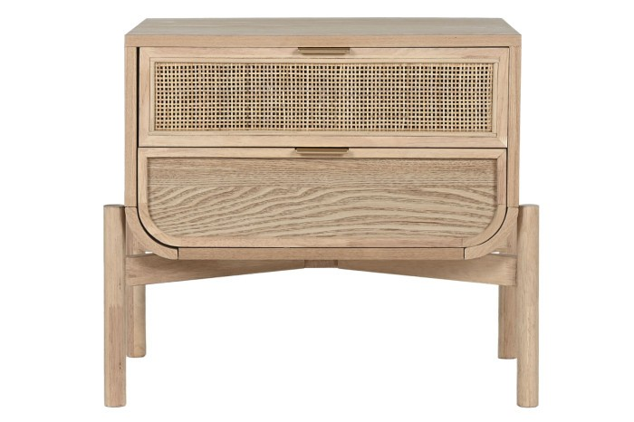 BEDSIDE TABLE FROM WOOD AND RATTAN