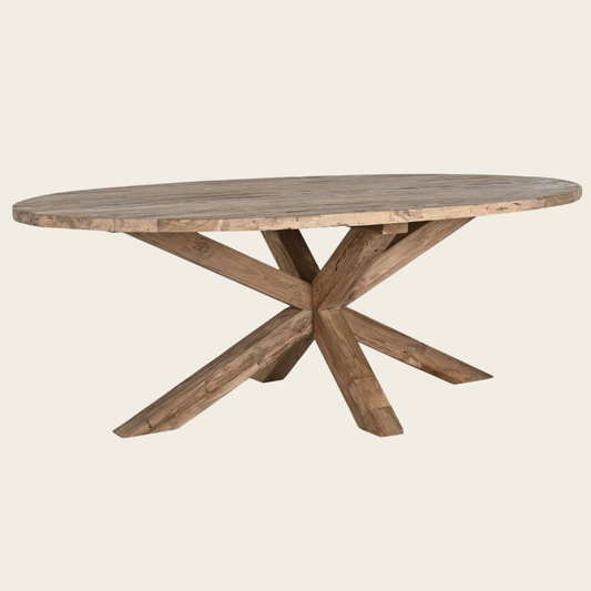 OVAL RECYCLED TEAK WOOD DINING TABLE 220cm