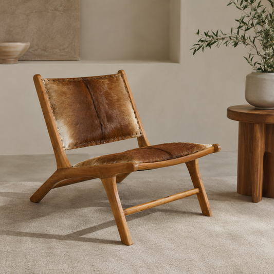 ARMCHAIR TEAK/COW LEATHER