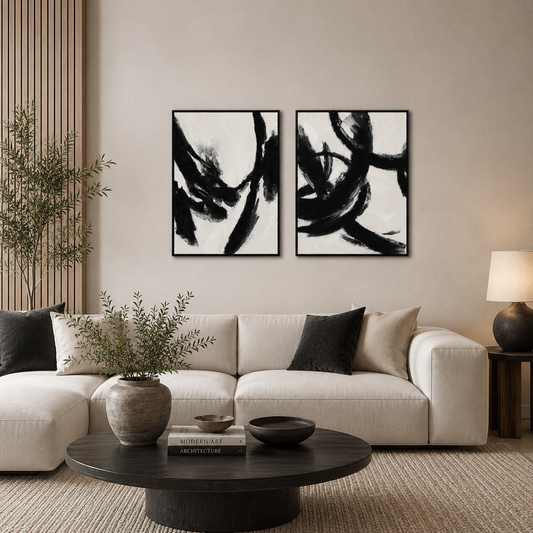 SET OF 2 ABSTRACT CANVAS PAINTINGS
