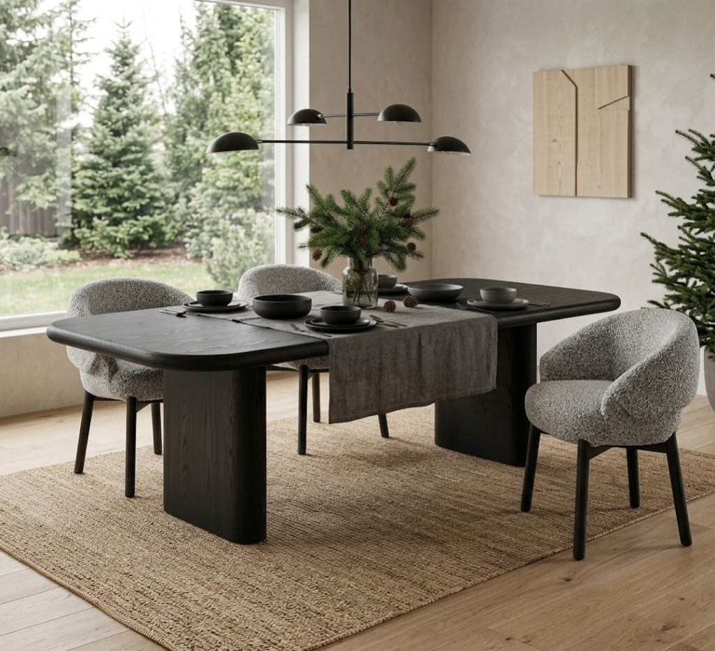 BLACK SPRUSH DINING TABLE NERO 180cm