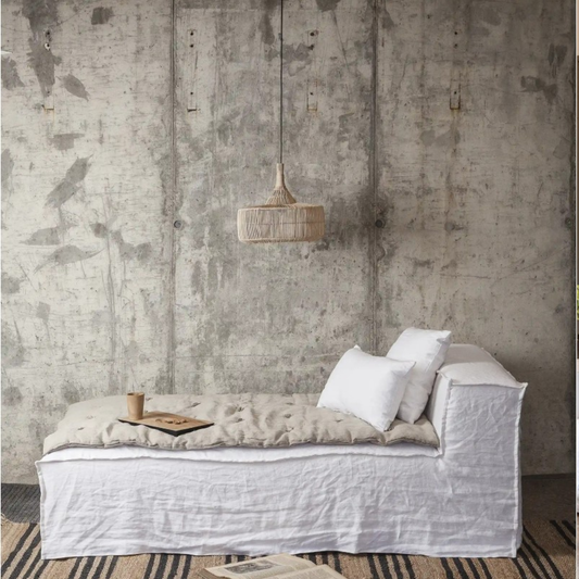 LINEN CHAISE LONGUE STROZZI/WHITE