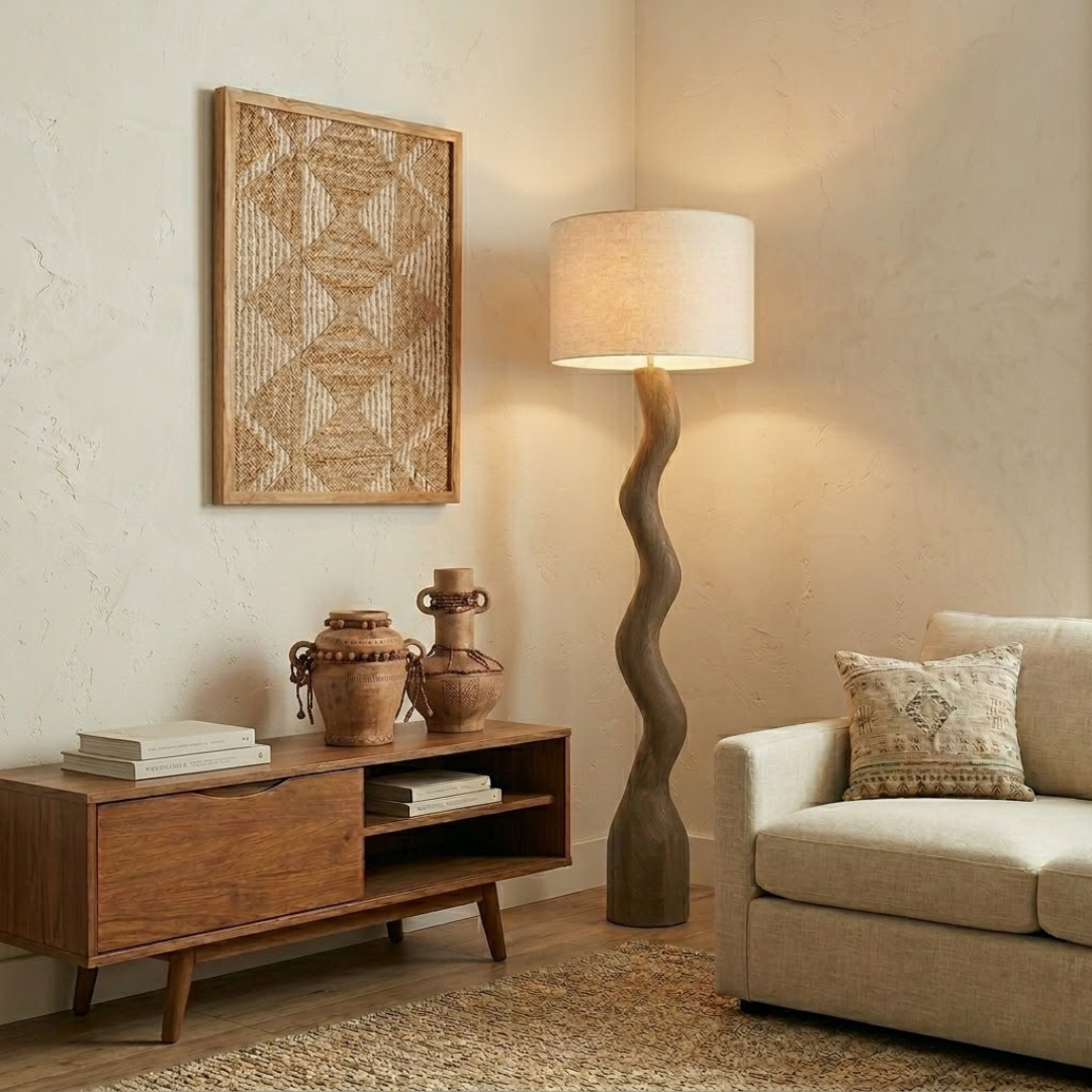 MANGO WOOD FLOOR LAMP