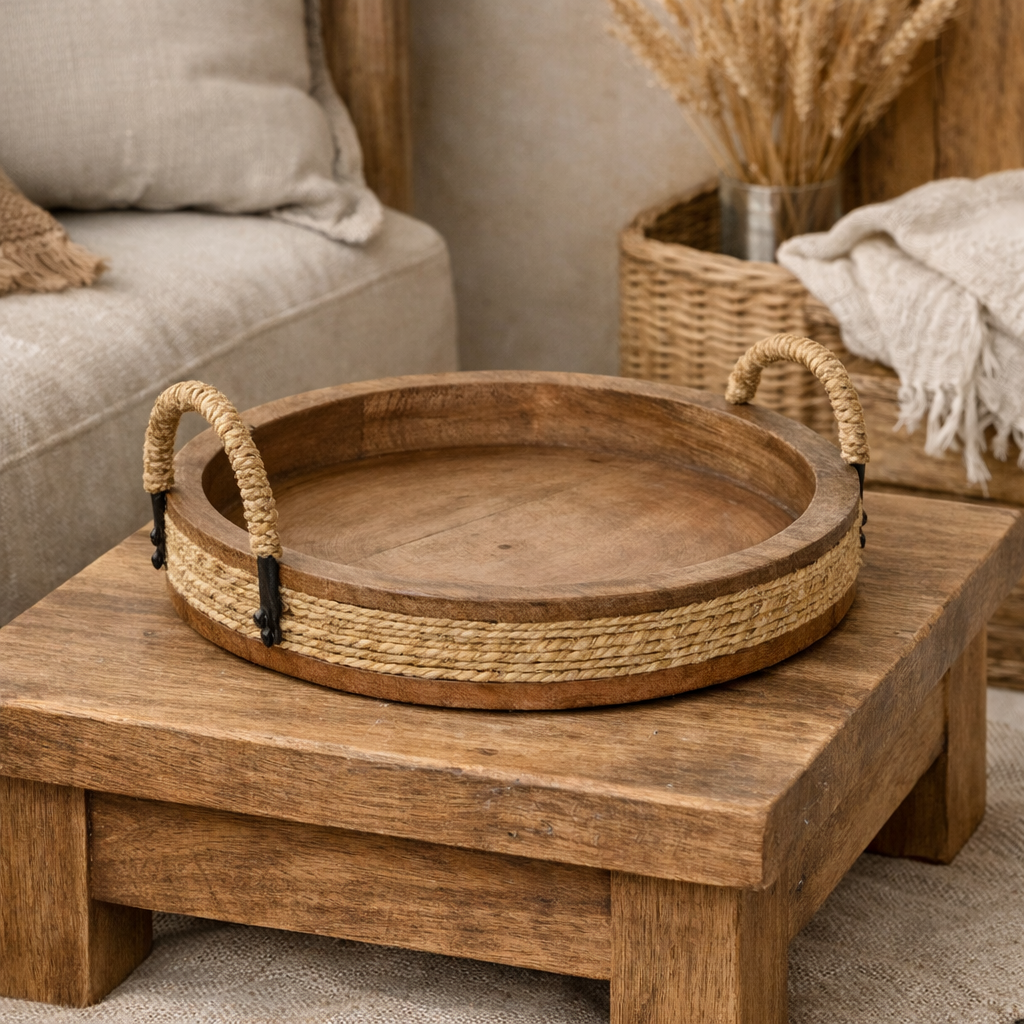 ROPE HANDLE TRAY MANGO 30сm