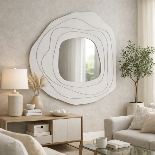 WHITE OVAL MIRROR 97cm