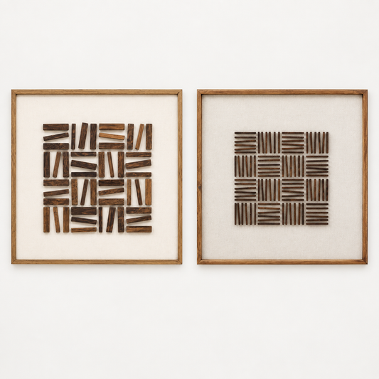 PICTURE RECYCLED WOOD 62/62cm Set of 2