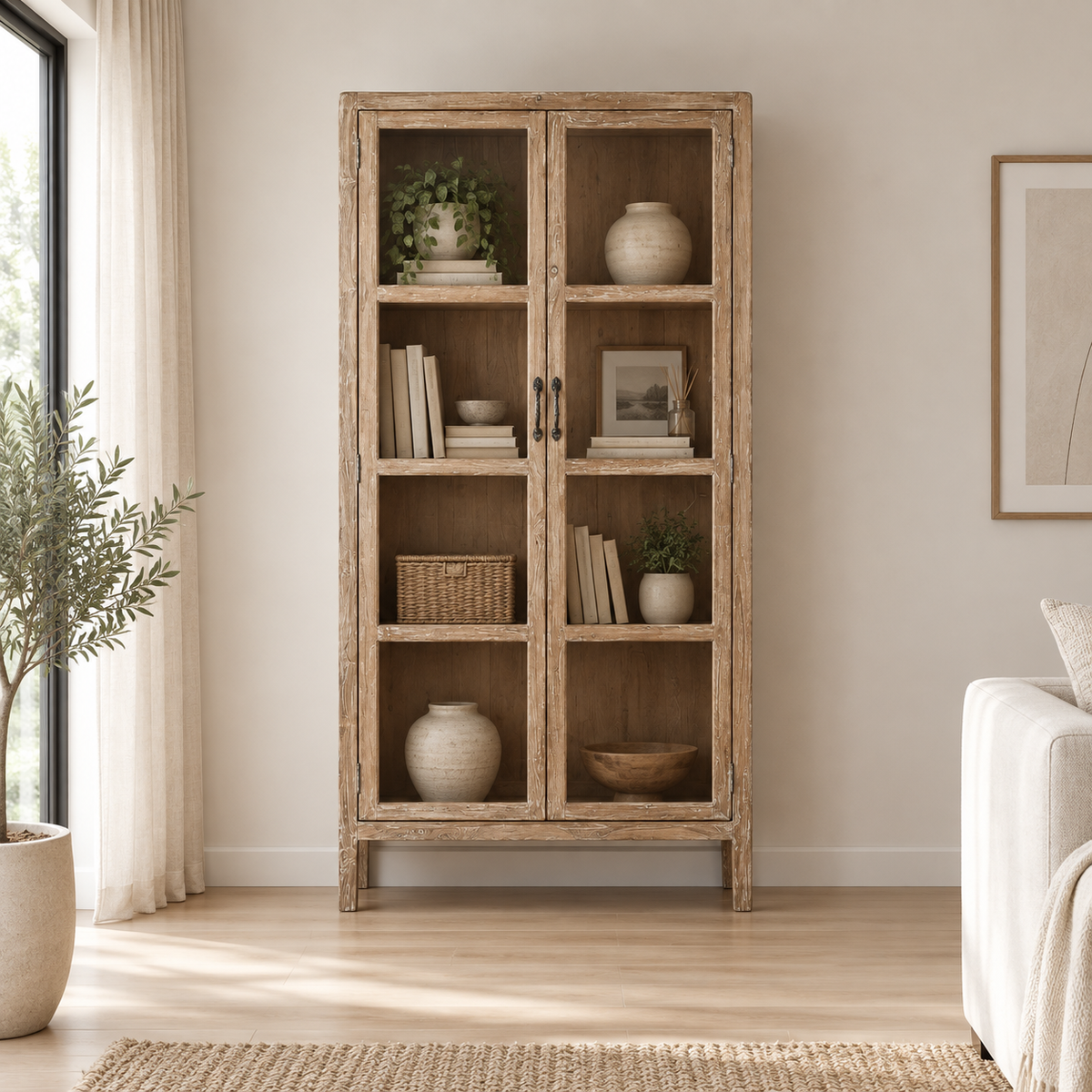 SHOWCASE FROM RECYCLED TEAK WOOD 90cm