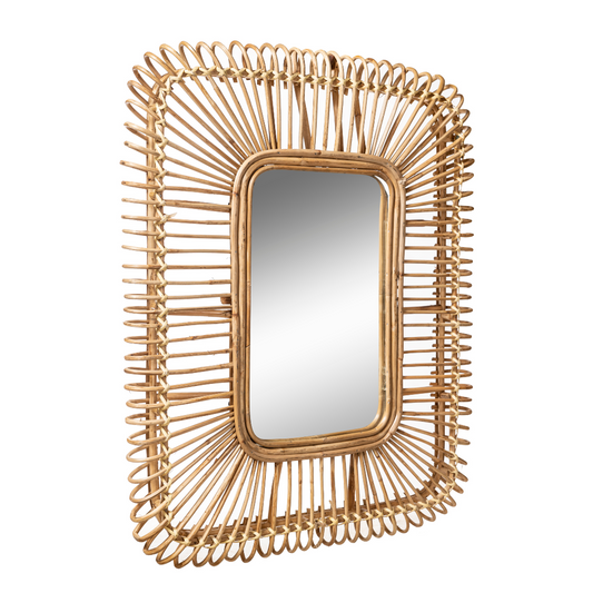 RECTANGULAR RATTAN MIRROR